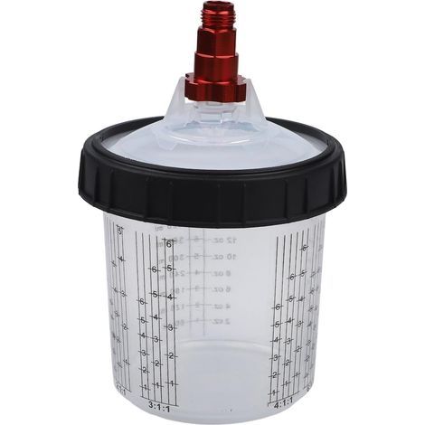 600 ml Gobelet de mélange de peinture jetable avec lignes de mesure intégrées et système d'étanchéité pour mélanger, filtrer et pulvériser la peinture, ABS blanc (1/5)