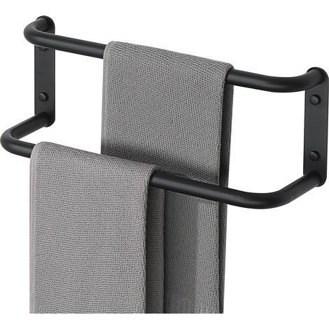 1 - Porte-Serviettes - Acier Inoxydable - Fixation Murale Résistante à La Corrosion Pour Salle de Bain et Cuisine Noir Mat 41,5cm