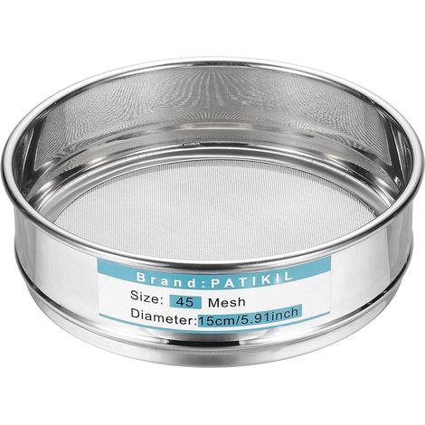 Tamis De Laboratoire 45 Mailles (0.4mm), Diamètre 5.9"(15cm) Toile De Criblage 304 Acier Inoxydable Maille Fine Tamis Pour Laboratoire Industriel (1/5)
