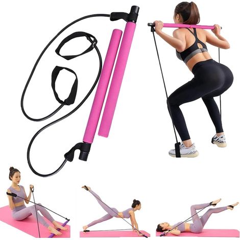 Barre de Pilates portable et réglable pour le yoga, les étirements, la musculation et les exercices abdominaux. (1/4)