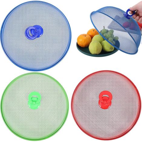 3 Pièces Couverture pour Nourriture, Tente de Couverture Nourriture d'Écran, Couverture Alimentaire en Maille Acier Inoxydable avec Poignée, pour Cuisine, Pique-Nique, Extérieur (3 Couleurs) (1/5)