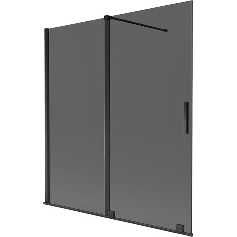 Mexen Velar Duschabtrennung 2-flügelig verschiebbar 150 x 150 cm, Grafit, Schwarz - 896-150-000-41-70 (1/2)