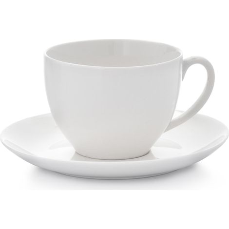 Duka Alltagstasse mit Untertasse, 250 ml, weißes Porzellan (1/5)