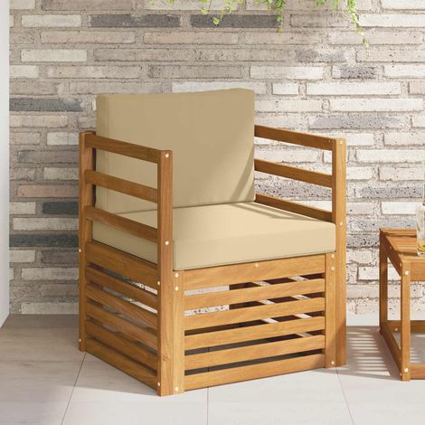 Outdoor-Sofagarnitur Massives Akazienholz und Polyester Natur (1/5)