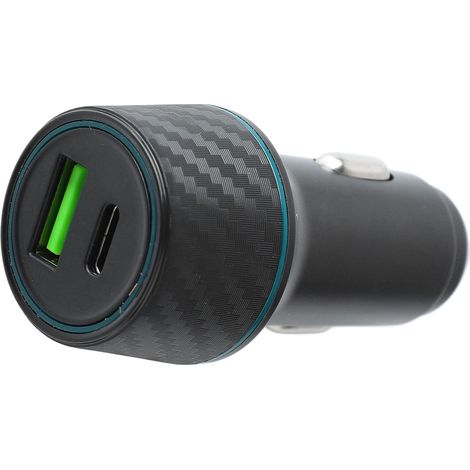 Chargeur allume-cigare 12-24 V CC 95 W USB PD double port, charge rapide, style fibre de carbone, pour voiture et camion (1/5)