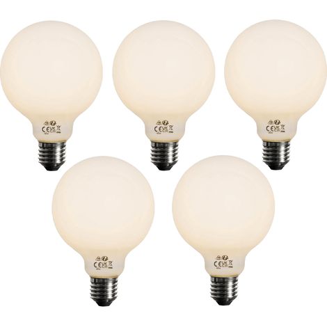 Set mit 5 E27 3-Stufen dimmbare LED-Glühbirne Opal G95 4W 450lm 2700K