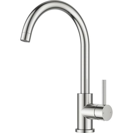 Robinet Cuisine, Mitigeur Cuisine, Pivotant à 360° d'Évier à Arc Élevé Pulvérisateur Escamotable 2 Modes, Acier Inoxydable (1/5)