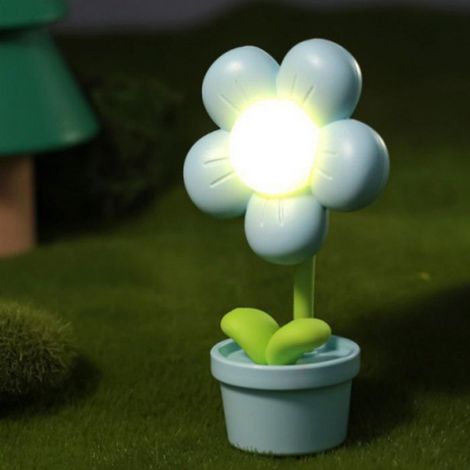 Veilleuse - Fleurs - LED - Piles - Réglable - Portable - Pour Chambre Enfant - 10 x 3,7 x 3,7 cm - Bleu - 1 Pièce (1/5)