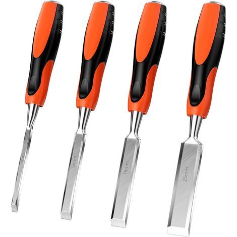 CCYKXA Wood Chisels, Carving Chisels, Gouge Tools, Carpenter's Chisel Tool Kit, Woodworking Gouge Knives, Grooving Chisels for Woodworking, Robust Tools in 6mm, 12mm, 18mm and 25mm