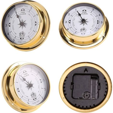 Horloge de marée, horloge de marée marine en cuivre de 115 mm prévisions météorologiques une pièce Station météo
