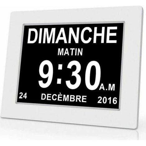 Horloge calendrier numérique One Piece 7 pouces avec date et heure, horloge Alzheimer pour parents, rappel de médicaments pour grands-parents et enfants - Blanc - 20414324mm,IBUYKE (1/5)