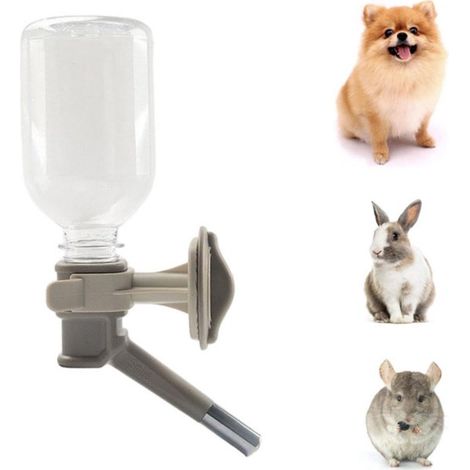 Tropffreier Trinkbrunnen für Haustiere 330 ml tropffreie Wasserflasche höhenverstellbar zum Trinken und Füttern geeignet für Welpen kleine Hunde (1/5)