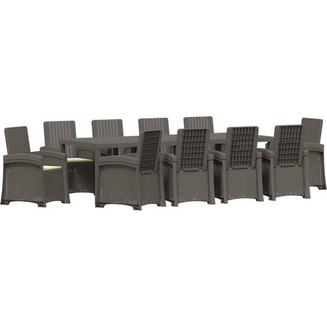 Maison Exclusive - Set da Pranzo per Giardino 11 pz Grigio chiaro e panna PP (1/5)