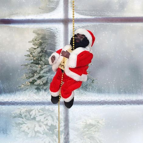 Échelle du Père Noël, décoration électrique avec échelle de corde et Père Noël grimpant, peluche Père Noël grimpant super cool pour la décoration intérieure et extérieure (1/5)