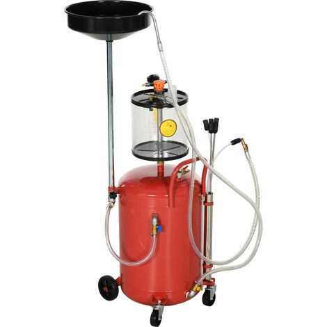 Dispositivo portátil 2 en 1 para la recuperación de aceite usado, con altura ajustable y drenado neumático de aceite de 80 litros.