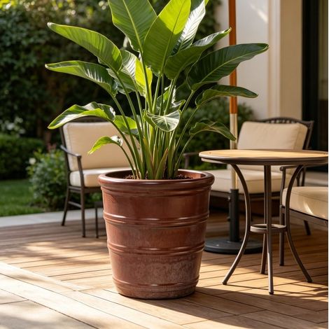 Vaso da fiori Ø32xH33 cm in ceramica rosso marrone con drenaggio, resistente – MEUBLIV (1/5)