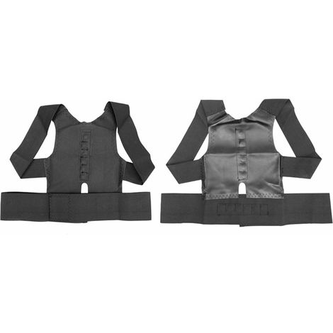 Aquarius Magnetic Back Shoulder Posture Corrector Support Belt Adjustable Black