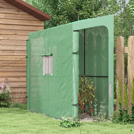 Serra addossata da giardino 200 x 80 x 200 cm con 2 porte, protezione UV, verde HAVRYA (1/5)