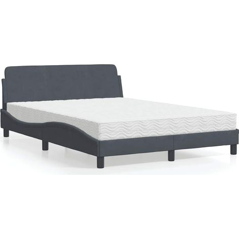 Bett mit Matratze "Dover" Dunkelgrau 120x200 cm Samt (1/5)