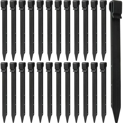 25 Pièces Piquets de Sol en Plastique, 25CM Piquets de Bordure de Paysage Robustes Piquets de Tente Pointes d'ancrage pour Tentes Planche Terrasse Bordure Pelouse Jardin Extérieur (Noir)