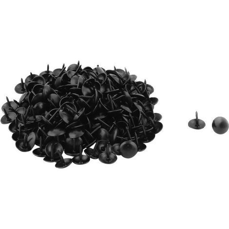 sourcing map 200pcs Clou Tapissier Pointe Tapissier Clou Tapis Punaise pour Meuble Décoration Noir 9 x 9mm
