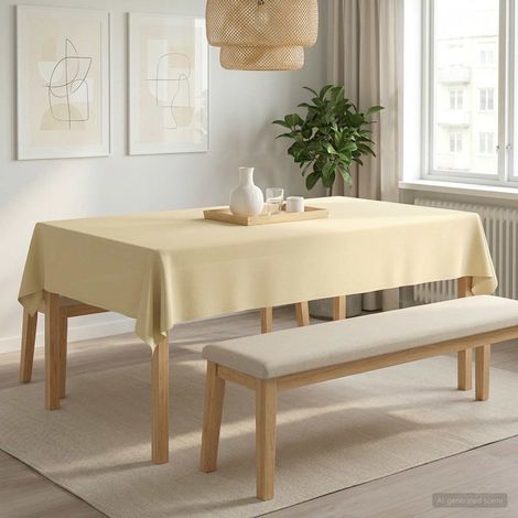 vidaXL Tela para Mesa Rectangular Blanco Crema 140 x 200 cm Poliéster (1/5)