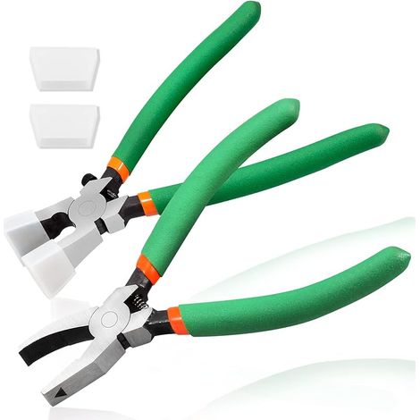 Lot de 2 pinces à verre Grozier avec 2 paires d'embouts en caoutchouc de rechange Pince porte-clés Pince à vitraux pour la coupe du verre