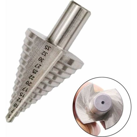Punta da trapano conica a gradini, 13 gradini 5 mm-35 mm Punta da trapano a gradini HSS 4241 Punta da trapano a gradini Utensile per forare in titanio con punta esagonale Kit di utensili HSS per accia (1/4)