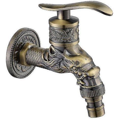 Robinet mural vintage en laiton, robinet de jardin extérieur G1/2", robinet en laiton antique, robinet mural vintage (1/5)