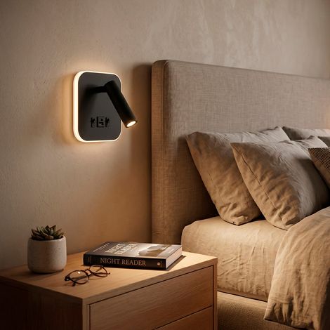 Spot LED carré 9 W avec sortie USB-C, 630 lm, 3 000 K, noirGreenice