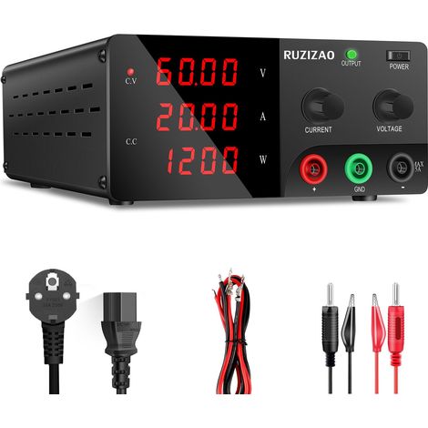 Alimentation de Laboratoire 60V 20A 1200W Puissance Alimentation Stabilisée Réglable avec OUTPUT/Encodeur Bloc d'alimentation Laboratoire pour Automatisation/Laboratoire/Test de Batterie (1/5)