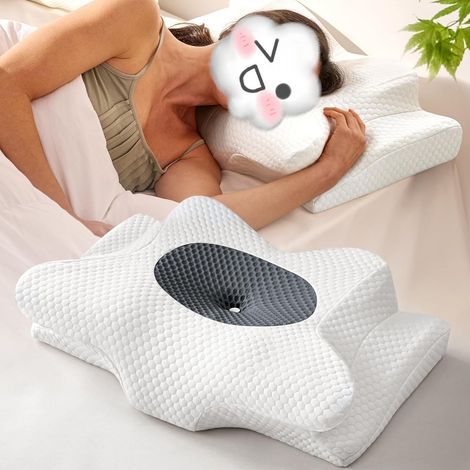 Oreiller cervical pour dormir, oreiller ergonomique pour dormir sur le côté, oreiller orthopédique pour soulager la nuque, oreiller dorsal (1/5)