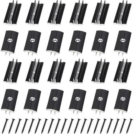 100 Pcs Clips Noir pour Planchers en Bois en Plastique T-Clips pour Planches de Terrasse 6 mm Espacement Entretoises Cachées avec 100 Vis pour Planches WPC/BPC Planches Composites