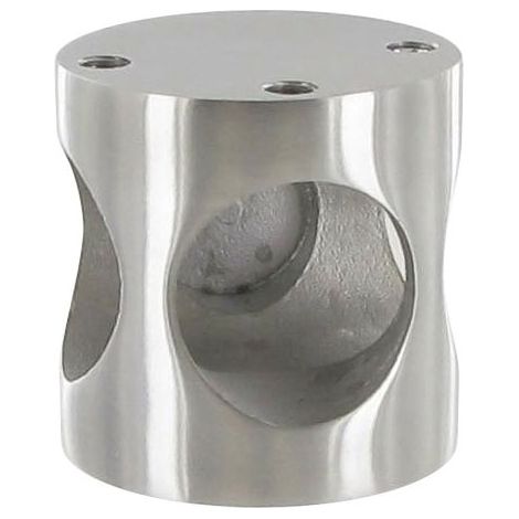 Raccord de liaison en t - Hauteur : 45 mm - Décor : Satiné - Matériau : Inox 304 - Diamètre : 45 mm - Pour tube de diamètre : 25 mm -
