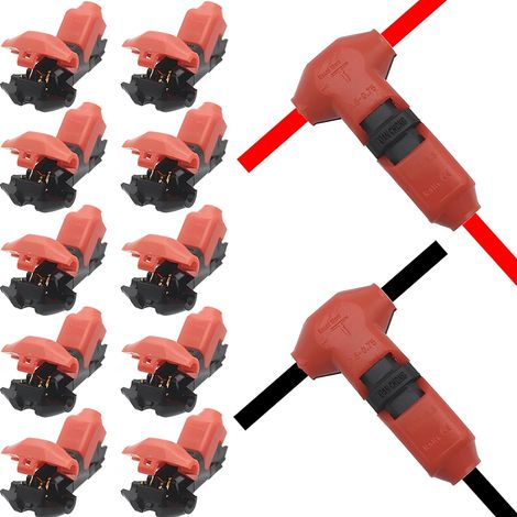 Connecteurs de fils basse tension, 10 pcs Connecteurs Rapides Connecteurs de Fils à 1 Broches Sans Soudure Connecteurs de Raccordement en T pour Voiture, Lumière, Audio (1/5)