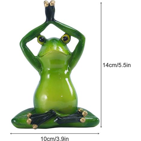 Figura de rana de yoga hecha de resina verde, 5 tamaños diferentes, decoración zen, meditación, oficina, sala de estar, regalo original