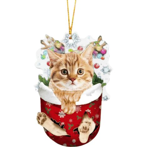 Ornement Chat - Décoration Arbre De Noël En Plastique - Pour Intérieur Voiture Ferme - 8 cm - 1 Pièce (1/5)