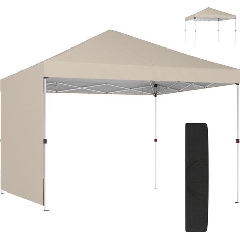 Tonnelle pliante 3 x 3 m avec paroi latérale, structure en métal et toile Oxford, finition beige, design pratique et résistant, idéale pour jardin, terrasse ou événements extérieurs (1/5)