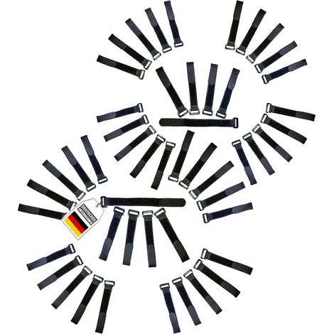 Colliers serre-câbles avec boucle - Réutilisables - Noirs - 20 mm de largeur - Nylon - Sacs refermables 50er Pack-300mm (1/5)