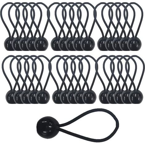 Tendeur Élastique avec Boule 3,5 mm – Lot de 30 Pièces pour Bâche, Tente, Pavillon, Bannière, Camping et Rideaux (1/4)
