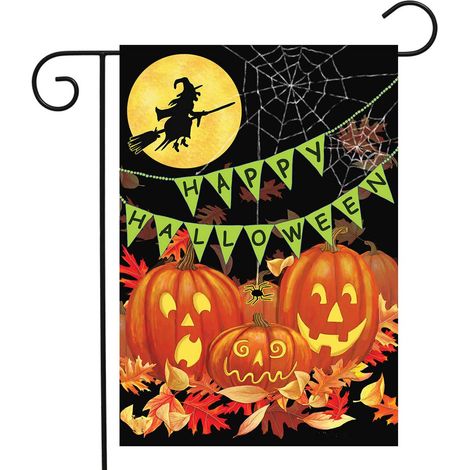 4 pièces de drapeaux d Halloween, drapeaux d Halloween, drapeaux d Halloween double face pour jardin extérieur, drapeaux de jardin 30 × 45 cm en polyester (1/4)