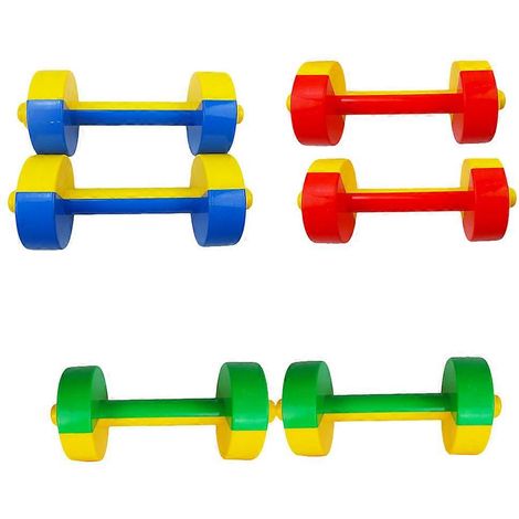 Haltères en plastique pour enfants, pour la remise en forme, 3 paires par paquet, couleurs aléatoires. (1/5)