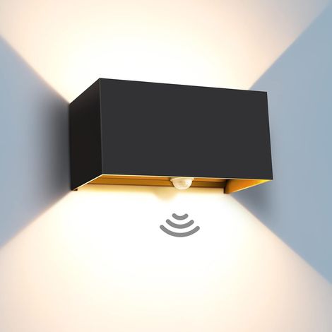 24W Applique Murale Exterieur avec Detecteur de Mouvement 3000K Blanc Chaud LED Appliques Murales Interieur Angle de Rayonnement Réglable Noir Applique Exterieur IP65 Étanche (1/5)