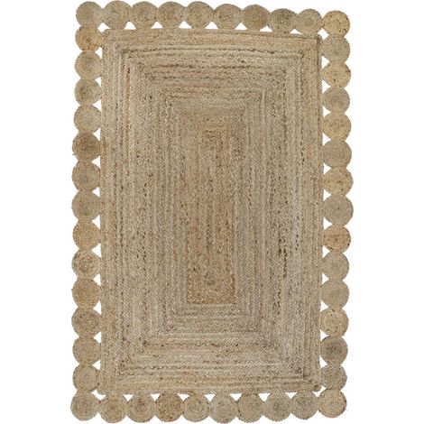 Tapis moderne en jute marron finition soignée - Brun naturel tissé à la main (1/4)