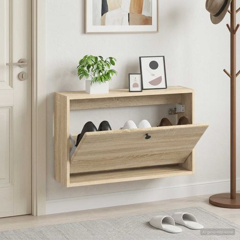 vidaXL Wall-Mounted Shoe Cabinet BREDA 71 x 17 x 43 cm Engineered Wood (1/5)