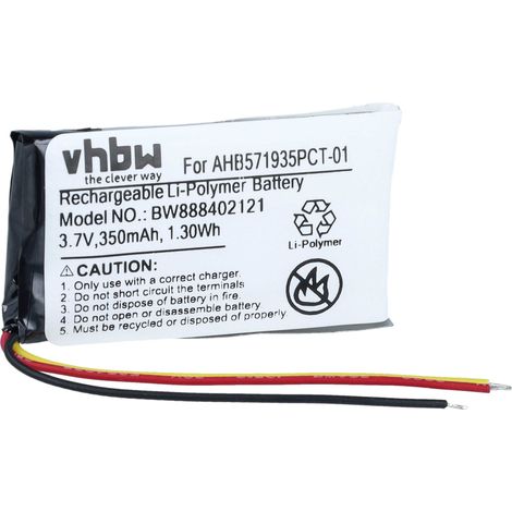 vhbw Batterie remplacement pour Bose AHB571935PCT-01 pour casque audio  écouteurs sans fil (350mAh, 3,7V, Li-polymère)