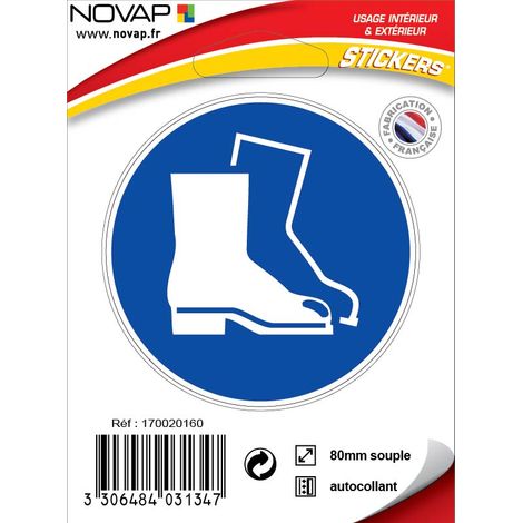 Panneau Chaussures de sécurité obligatoires - Vinyle adhésif Ø80mm - 4031347