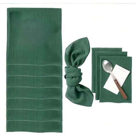 Lot de 6 serviettes en tissu de coton, réutilisables, 42 x 42 cm, pour décoration de table, mariage, dîner (vert) (1/5)
