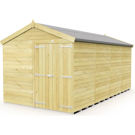 8 x 16 Feet Apex Shed - Double Door Without Windows - Wood - L472 x W231 x H217 cm