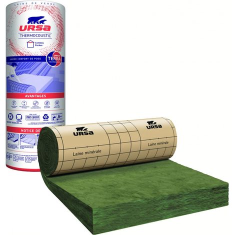Ursa – Laine de verre Thermo Kraft 3.5 x 1.2 m – Épaisseur 260 mm – Résistance thermique R6.5 – Isolation thermique et acoustique